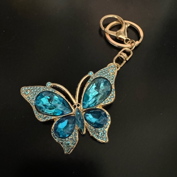 Blue Gem Butterfly Bag Charm - Picture 3 of 3
